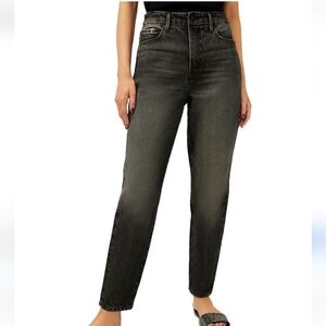 Good American Good Mom High Waist Jeans Black High Rise Distressed Sz 00/24 NWT